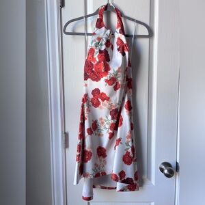 Floral Halter Neck Dress with low back